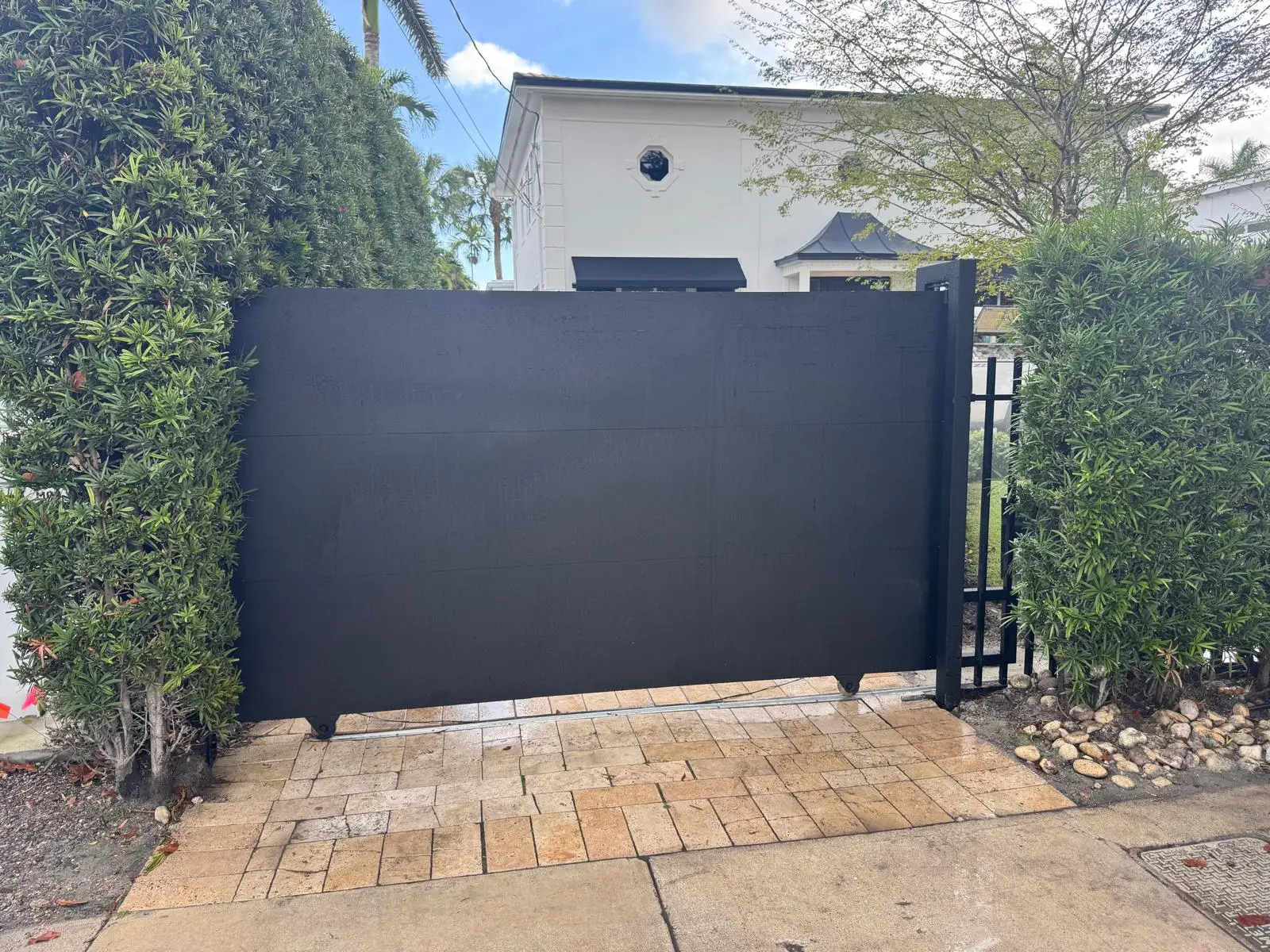 Black Solid Panel Slide Gate Residential