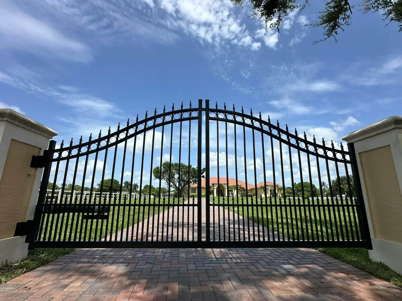 Custom arched double swing gate