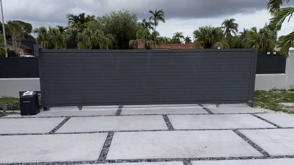 Gray Horizontal Slide Gate Driveway