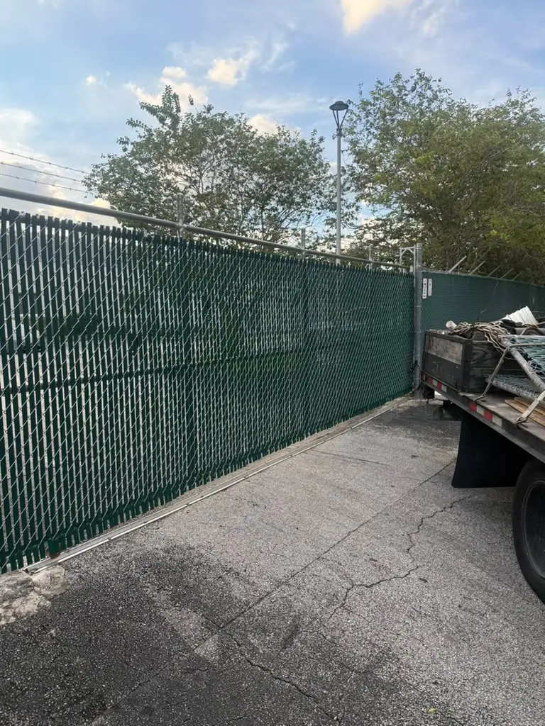 Green Privacy Slat Chain Link Fence Commercial