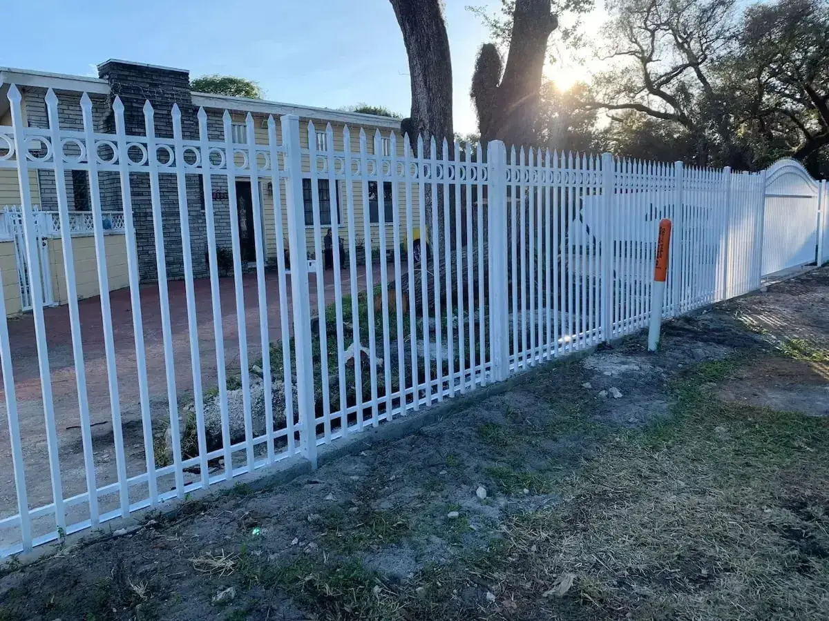 White aluminum picket fence